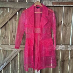 QUII Exquisite Collection Sheer Hot Pink Women's Jacket Size S NWOT